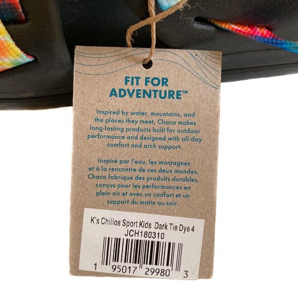 CHACO Chillos Sport Kids Dark Tie Dye Outdoor Performance Sandals Youth 4 - Picture 8 of 9